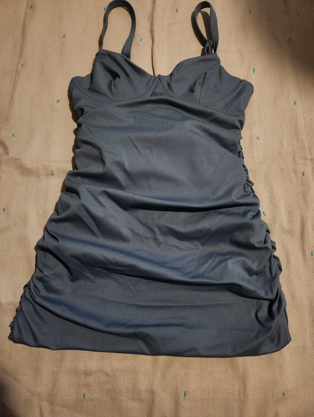 SKIMS Sculpting Swim Ruched One-Piece Suit Gray Sz Medium